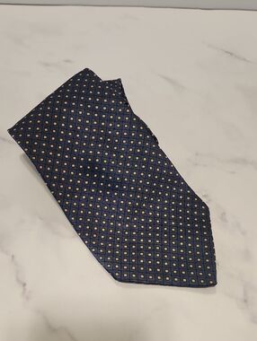 Perry Ellis Portfolio Blue Gray Yellow Geometric Pattern Men's Tie